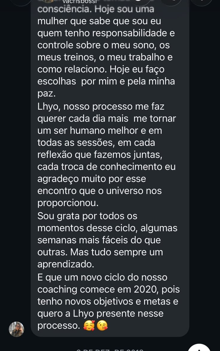 Depoimento em story do Instagram sobre o processo vivido com Lhyo