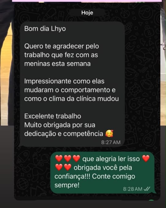 Depoimento sobre mudança de comportamento e clima em clínica